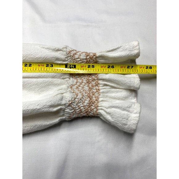 Faherty Peasant Blouse Womens L White Laura Embroidered Long Sleeve Boho Top - Picture 6 of 7